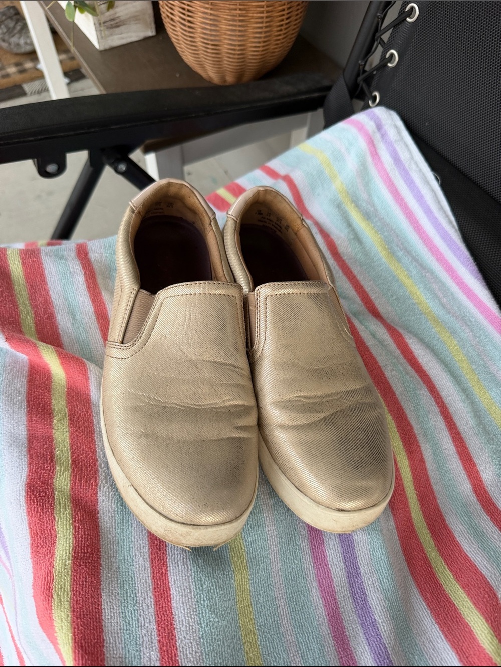 Slip-On Casual Shoes in Metallic Gold